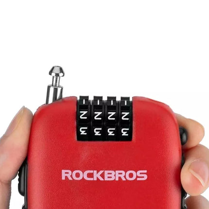 Rockbros 32420981001 bicycle lock with retractable cable - red