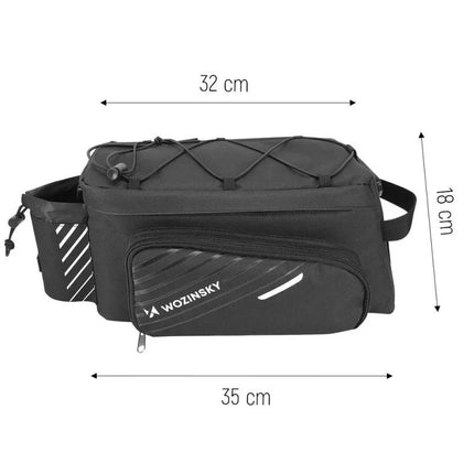 Wozinsky Bike Pannier Rack Bag with Shoulder Strap 9L (Rain Cover Included) Black (WBB22BK)