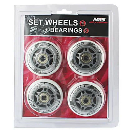 PU 64x24 82A BALTAS (4 vnt.) + ABEC-7 (8 vnt.) NILS EXTREME KOMPLEKTAS
