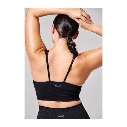 CASALL Seamless Rib Padded Sports Bra Black