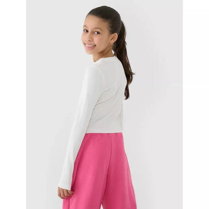 Longsleeve slim crop top plain girls 4F 4FJWSS25TLONF430-11S