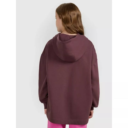 Oversized sweatshirt with hood, unzipped, for girls, 4F 4FJRAW25TSWSF2429-51S
