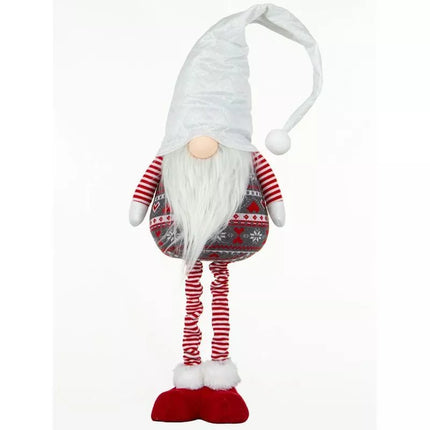 Balto spalvos gnomas ant teleskopinių kojelių 80-115cm