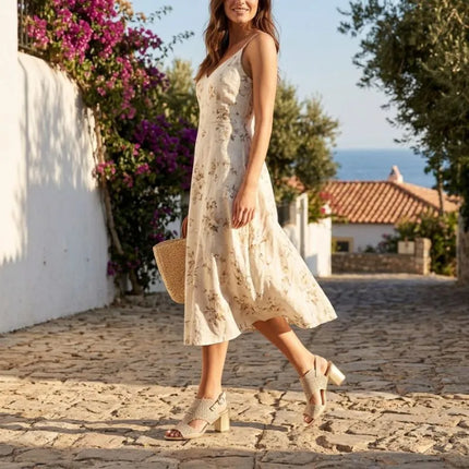 Women's openwork beige heeled sandals M.Daszyński MR1954-2