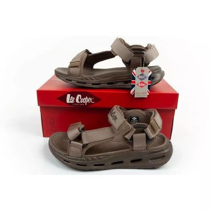 Lee Cooper vyriški šviesiai žali vasaros paplūdimio sandalai su lipukais