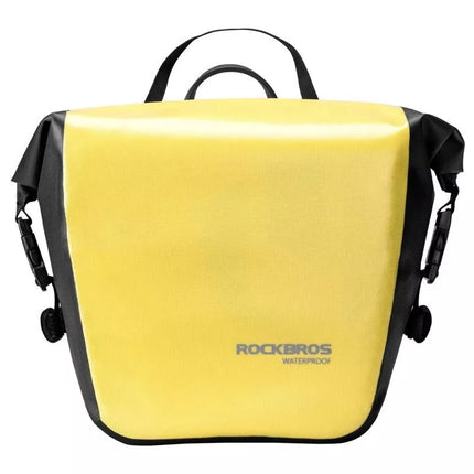 Rockbros AS-003-1Y vandeniui atsparus dviračio krepšys su petnešėle, tvirtinamas priekyje/gale, 10-14l - geltonas