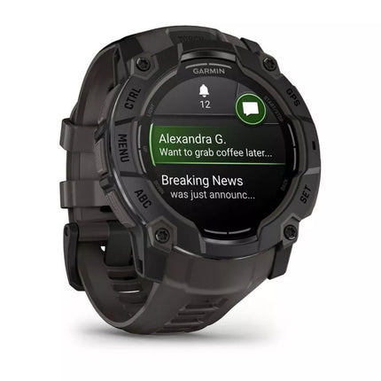 Garmin Instinct 3 – 50 mm AMOLED Black met charcoal band watch