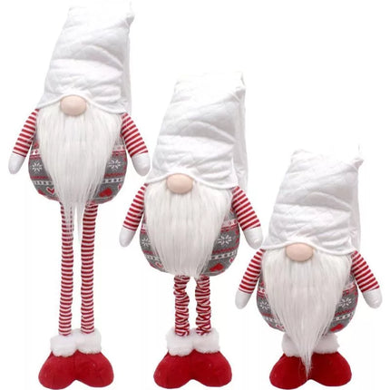 Balto spalvos gnomas ant teleskopinių kojelių 80-115cm