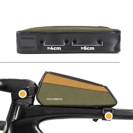 Rockbros 088 Top Tube Bike Bag 0.25L - Green and Orange