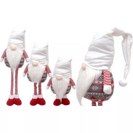 Balto spalvos gnomas ant teleskopinių kojelių 80-115cm