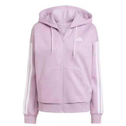 Moteriškas adidas Essentials 3-Dryžiai fleece džemperis su gobtuvu, violetinės spalvos, JY3080