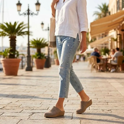 Filippo DK7567 Taupe Leather Wedge Sandals