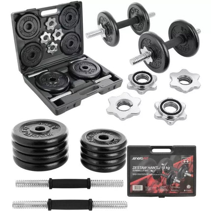 CAST IRON DUMBBELL 19 KG (2x9.5 KG) ENERO FIT CASE