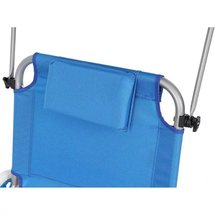 FOLDABLE BEACH CHAIR WITH CANOPY ON WHEELS 116x62x60-90CM BLUE