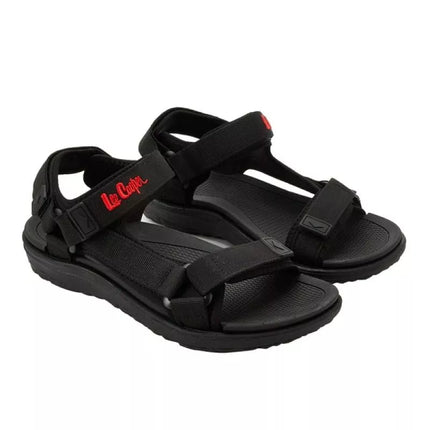 Lee Cooper vyriški lengvi juodi vasaros paplūdimio sandalai su lipdukais