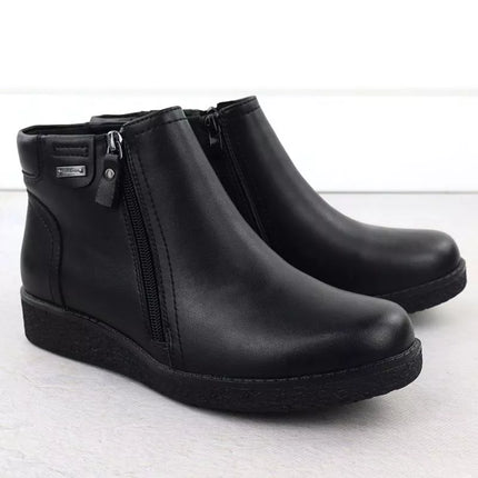 Women's insulated ankle boots with a raised heel, black, Sergio Leone BT25348-S