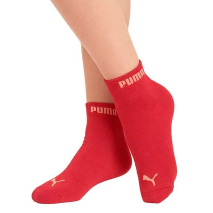 Puma Women's 3-Pack Ankle Socks Cotton Pink/Red/White