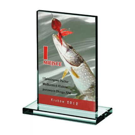 Glass trophy with LuxorJet color print