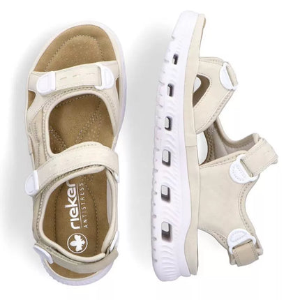 Rieker W RKR691 patogūs velcro sandalai smėlio spalvos
