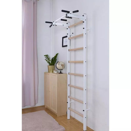 WOODEN AND METAL GYMNASTIC WALL BAR WITH BAR BENCHK 221W