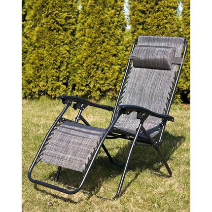 Sulankstoma daugiafunkcinė sodo kėdė 175x52/65x107cm pilka