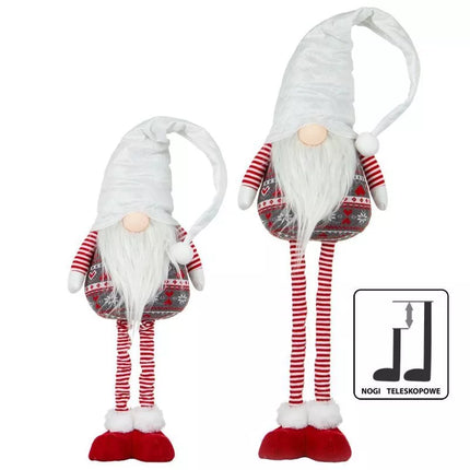 Balto spalvos gnomas ant teleskopinių kojelių 80-115cm