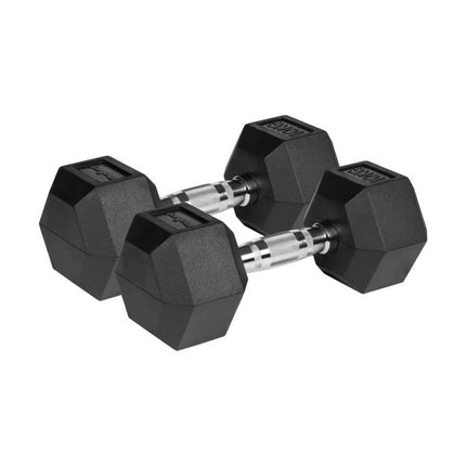 HEX 2x10 kg rubber-coated cast iron dumbbells REBEL ACTIVE