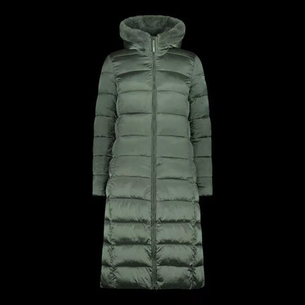 CMP women's winter jacket with hood, insulated coat, long, green (34K0046F/E621)