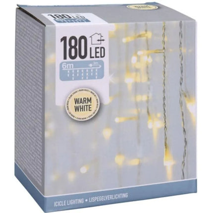 CHRISTMAS TREE LIGHTS OUTDOOR LIGHT CURTAIN 180 LED CONTROLLER TIMER WARM WHITE TRANSPARENT CABLE