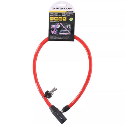DUNLOP BIKE LOCK CABLE LOCK 0.4x65CM RED