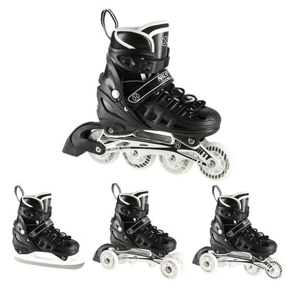 Nils Extreme NH10905 4in1 inline skates with replaceable hockey blade, black LED, size M (35-38)