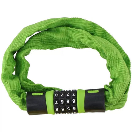 DUNLOP BICYCLE LOCK CHAIN WITH COMBINATION 90CM LENGTH GREEN