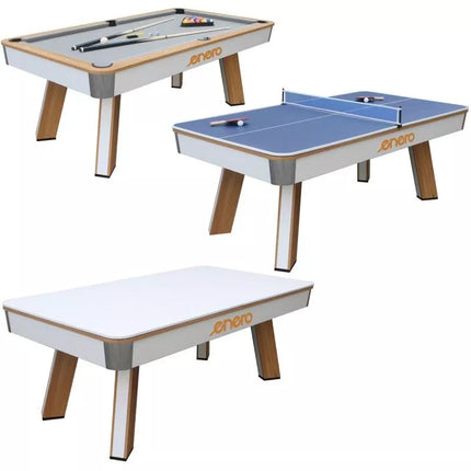 3-in-1 Universalus stalas: Biliardas, Stalo Tenisas, Valgomasis 213.4x111.8x81.2CM ENERO