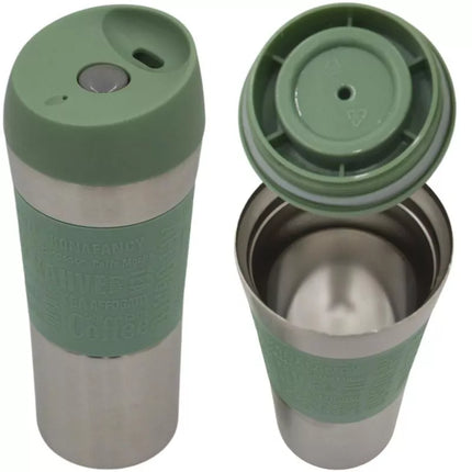 EXCELLENT HOUSEWARE TERMO KELIONINIS PUODELIS 350 ML ŽALIAS