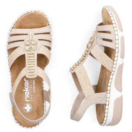 Women's beige wedge sandals Rieker 66201-62