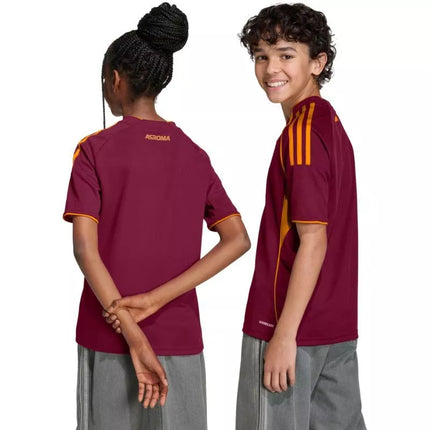 adidas AS Roma 25/26 Home burgundy kids' jersey JX2613