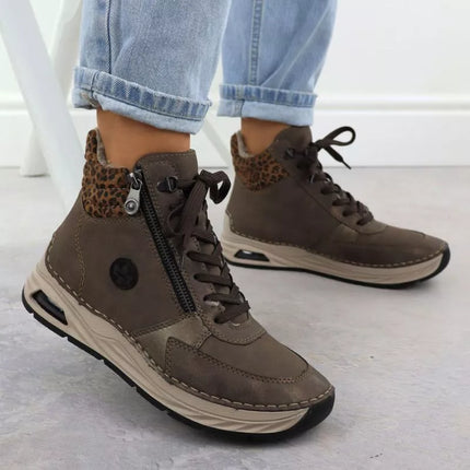 Women's brown leopard print ankle boots Rieker 44565-25