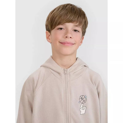 Boys' zip-up sweatshirt with hood 4F 4FJRSS25TSWSM2103-83S
