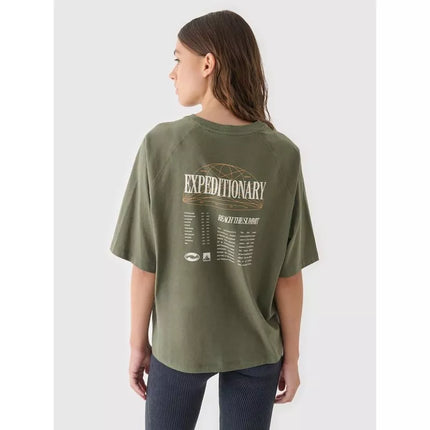 Moteriški oversize marškinėliai su spauda 4F 4FRAW24TTSHF2583-43S