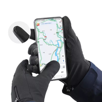 Neslystančios žieminės sportinės pirštinės telefonui (dydis L) - juodos