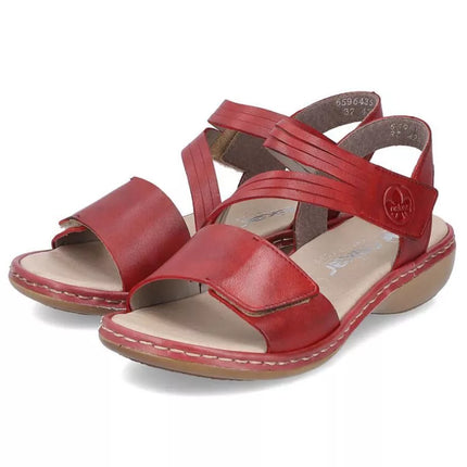 Patogūs odiniai Rieker W RKR685 sandalai, raudoni