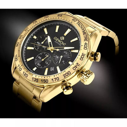 Vyriškas laikrodis Giewont Chronograph Safyro Auksinis Juodas GW9580-B4