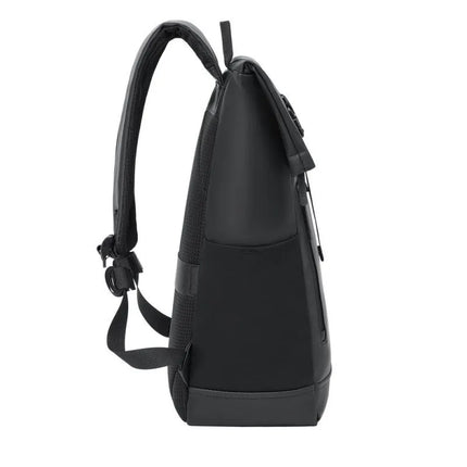 Rivacase Eden Backpack Roll-Up Backpack Black Polyester, Waxed Leather (Pull Up)