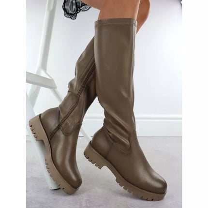 Women's khaki platform boots Potocki 25-12729