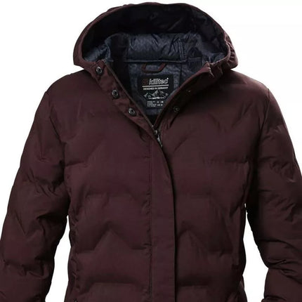 Killtec KOW 9 moteriška dygsniuota striukė su gobtuvu, neperšlampamas ilgas žieminis parkas, bordo spalvos (41806/447)