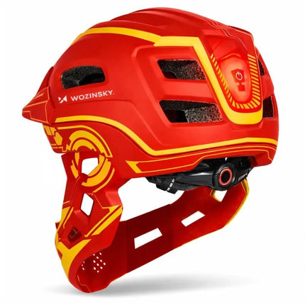 Wozinsky Kids' Full Face Bike Helmet with USB Rear Light S - Red and Yellow