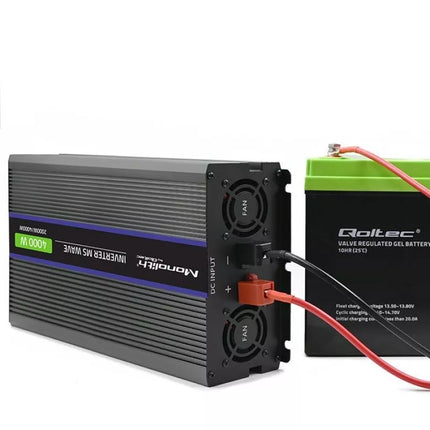Qoltec Monolith 4000 MS Wave 51928 Voltage Converter, 12V to 230V, 2000/4000W, USB