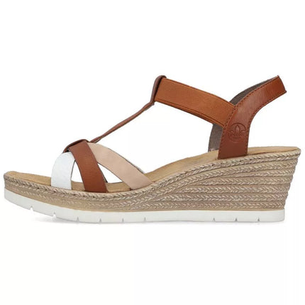 Rieker 61995-81 brown women's wedge sandals