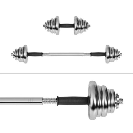 REBEL ACTIVE ADJUSTABLE CHROME DUMBBELLS IN CASE WITH BAR, 20 KG SET
