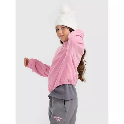 Šilta oversize fliso striukė su stovimos apykaklės mergaitėms 4F 4FJRAW25TFLEF441-54S